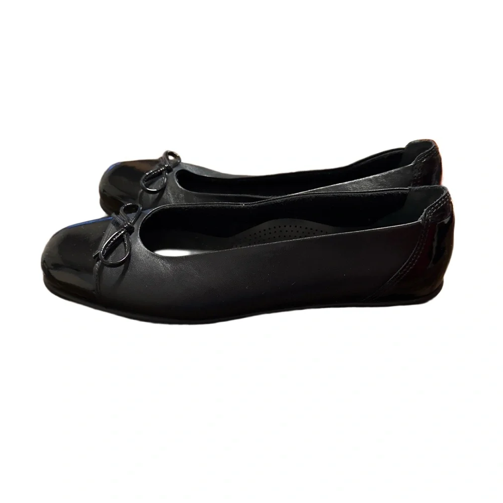 SAS Womens Black Bow Accent Patent Leather Ballet Flats Size 7.5N Made In USA - Picture 3 of 8